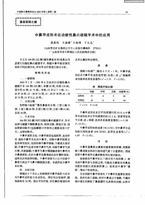 中鼻甲成形术在功能性鼻内窥镜手术中的应用