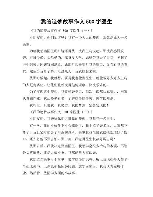 我的追梦故事作文500字医生