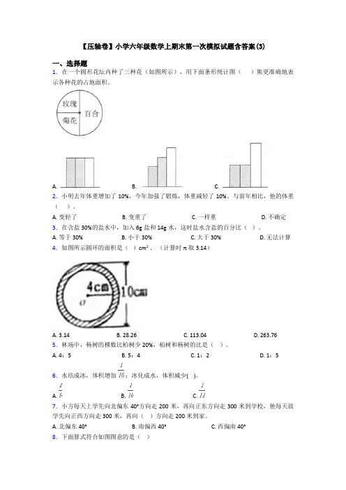 【压轴卷】小学六年级数学上期末第一次模拟试题含答案(3)