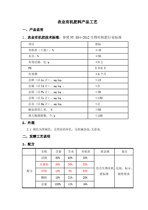 有机肥配方及有机肥产品工艺