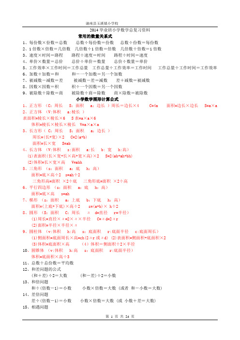 2014年小学六年级数学毕业总复习(知识点)