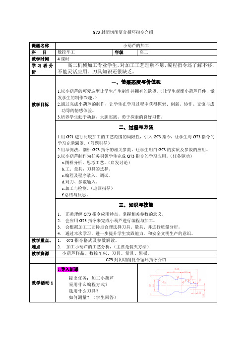 G73封闭切削复合循环指令介绍