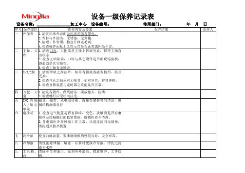 加工中心一级保养表