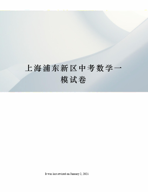 上海浦东新区中考数学一模试卷