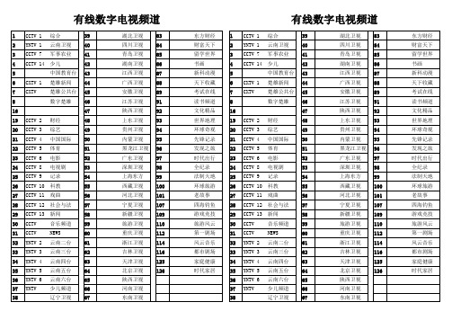 数字电视频道表