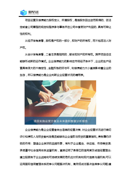 项目经营收益权及偿债能力综合论证