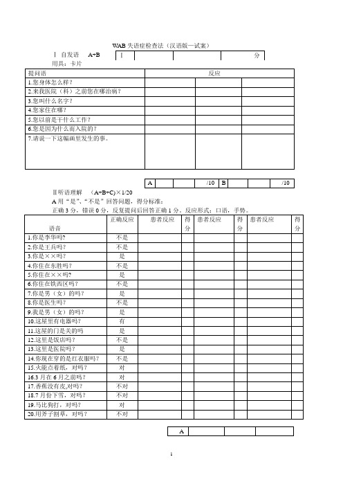 WAB失语症检查法