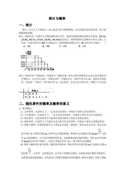 2016高三数学(文,理科)复习主干知识和测试：概率-统计-线性回归方程