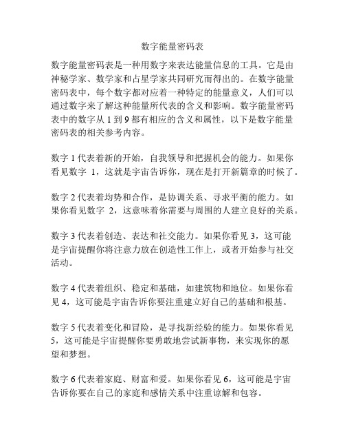 数字能量密码表