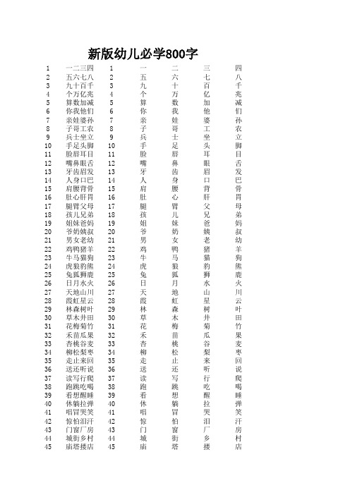 新版幼儿必学800字