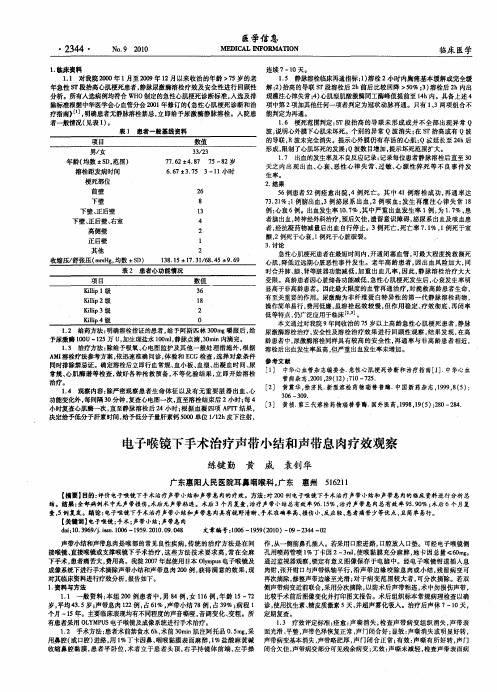 电子喉镜下手术治疗声带小结和声带息肉疗效观察