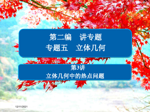 高考数学二轮复习 第二编 专题五 立体几何 第3讲 立体几何中的热点问题课件 文