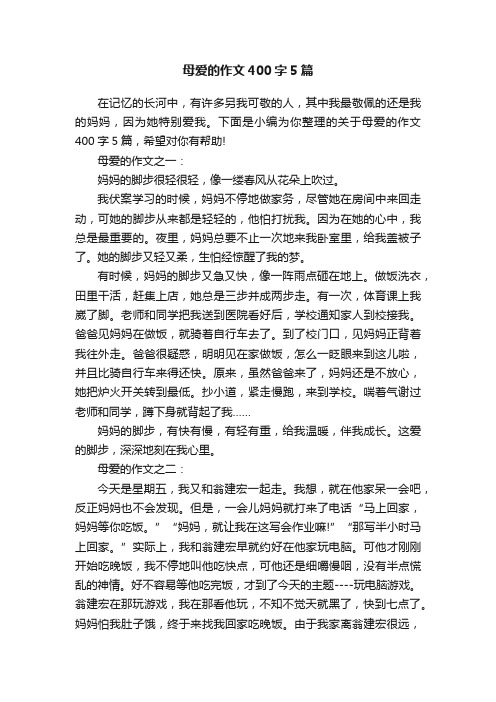 母爱的作文400字5篇