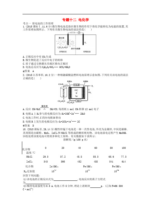 高考化学 专题十二 电化学练习