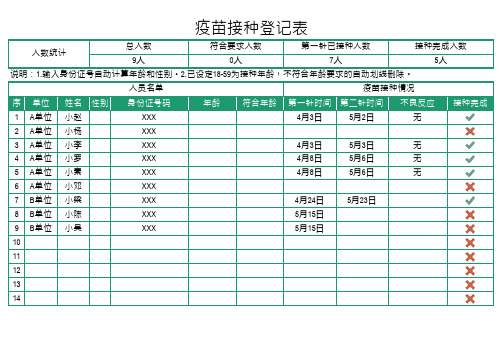 疫苗接种登记表