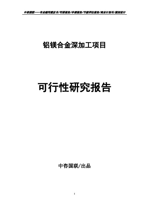 铝镁合金深加工项目可行性研究报告