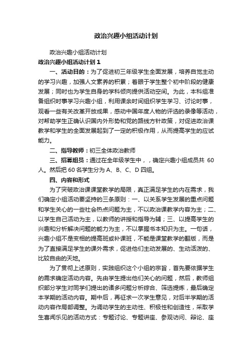 政治兴趣小组活动计划