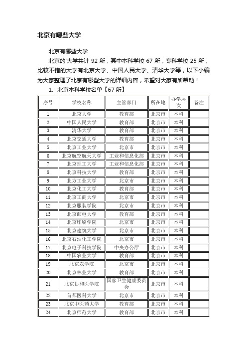 北京有哪些大学