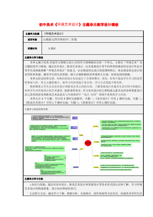 初中美术《环境艺术设计》主题单元教学设计模板