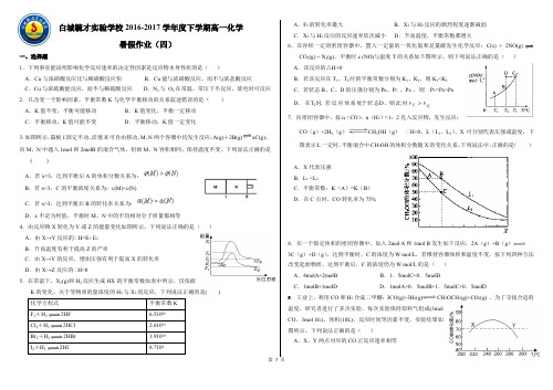 高一化学假期作业4