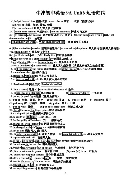 牛津初中英语9A_Unit6知识点归纳