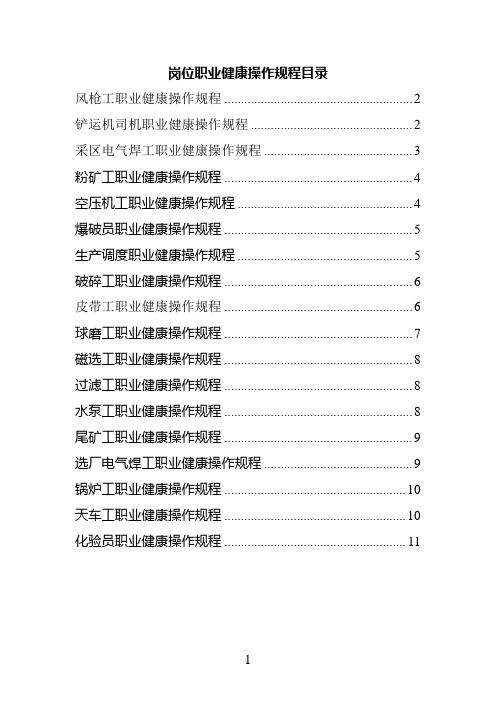 职业健康操作规程2012年