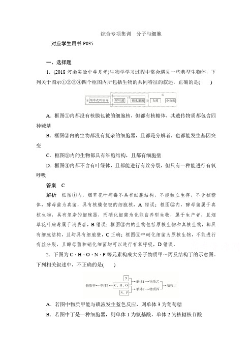 2020届高考生物一轮训练检测：综合专项集训 分子与细胞Word版含解析