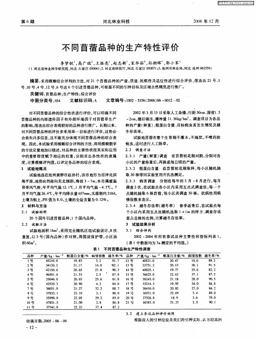 不同苜蓿品种的生产特性评价