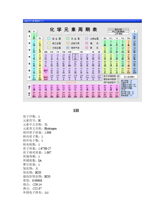 化学元素性质大全