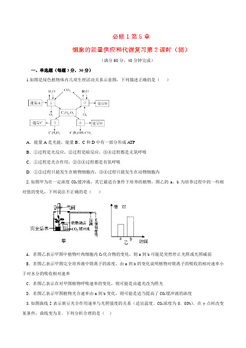 第05章 章末复习测试 02(测)-2016-2017学年高一生物同步精品课堂(基础版)(必修1)(原卷版)