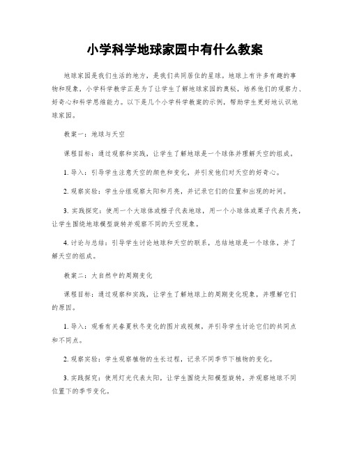 小学科学地球家园中有什么教案