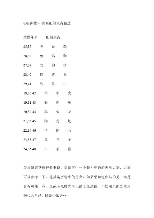 铁板神数----直断配偶生肖秘法[1]