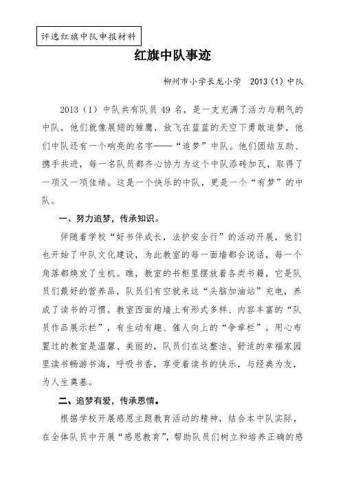 柳州市长龙小学红旗中队申报材料