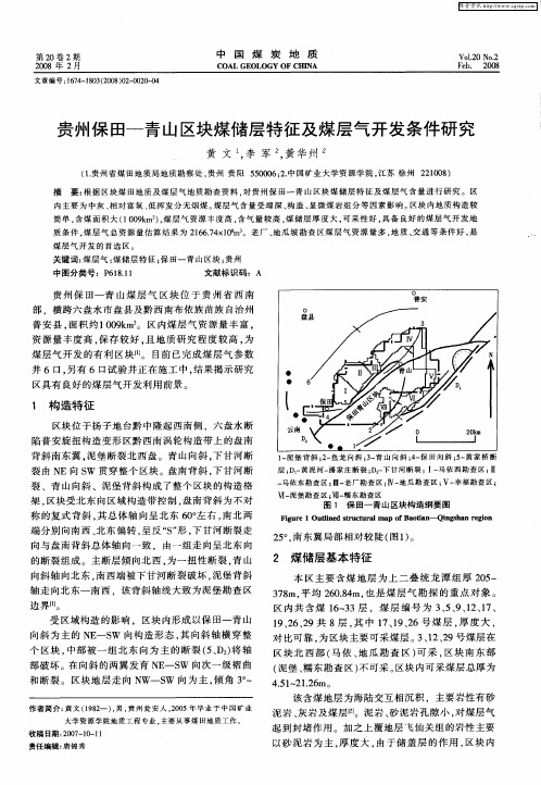 贵州保田-青山区块煤储层特征及煤层气开发条件研究