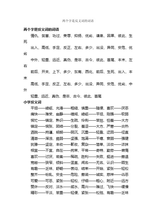 两个字是反义词的词语