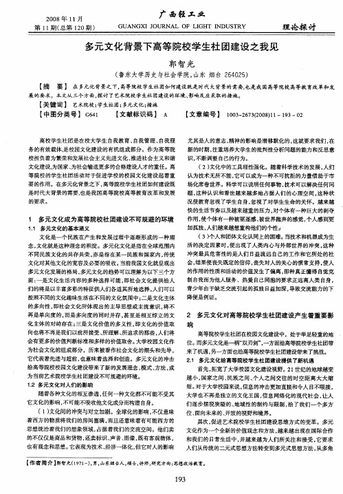 多元文化背景下高等院校学生社团建设之我见