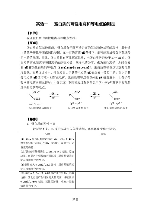 实验一   蛋白质的两性电离和等电点的测定