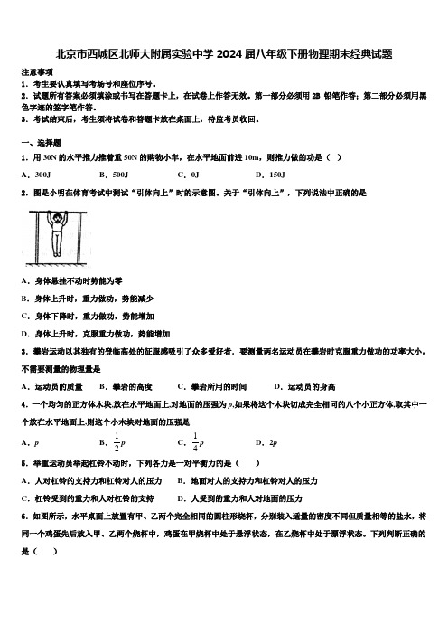 北京市西城区北师大附属实验中学2024届八年级下册物理期末经典试题含解析