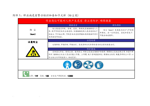 职业危害警示标识和告知卡参考式样