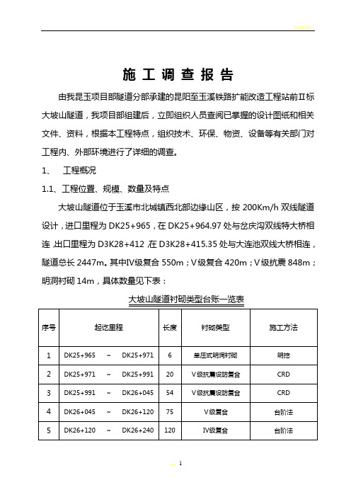 大坡山隧道施工调查报告