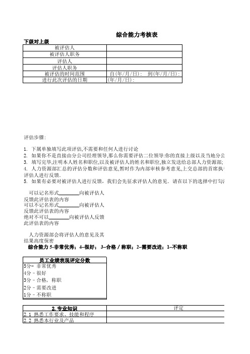 综合能力考核表模板
