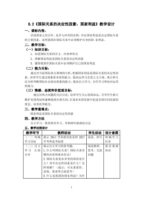 8.2《国际关系的决定性因素：国家利益》