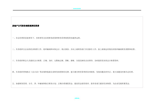 房地产公司财务部经理岗位职责