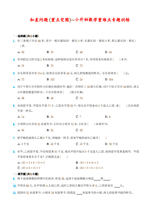 和差问题(重点突围)-小升初数学重难点专题训练(通用版)