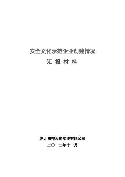 安全文化示范企业创建情况汇报材料