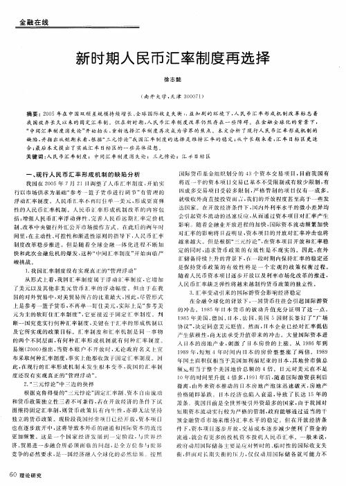 新时期人民币汇率制度再选择