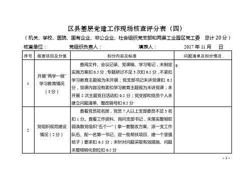 区县基层党建工作现场核查评分表(表四)