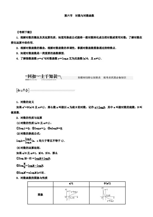 【创新方案】2019高考数学(理)一轮复习配套文档:第2章 第6节 对数与对数函数