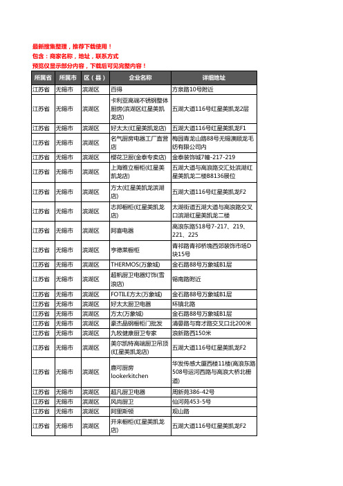 新版江苏省无锡市滨湖区厨卫电器企业公司商家户名录单联系方式地址大全48家