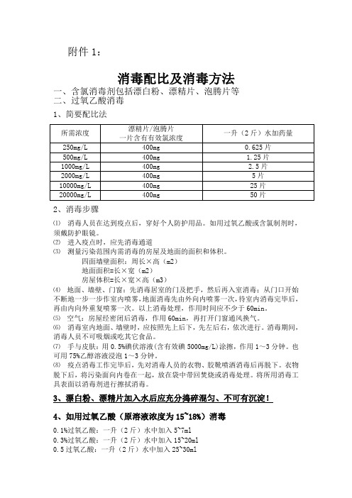 (推荐)消毒配比及消毒方法(自制)